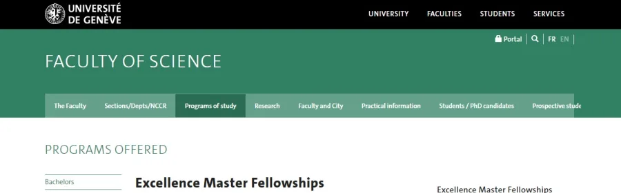 University of Geneva Excellent Master's Scholarships